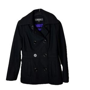 Kenneth Cole Reaction Women’s Size 2 Black Wool Blend Overcoat Pea Coat